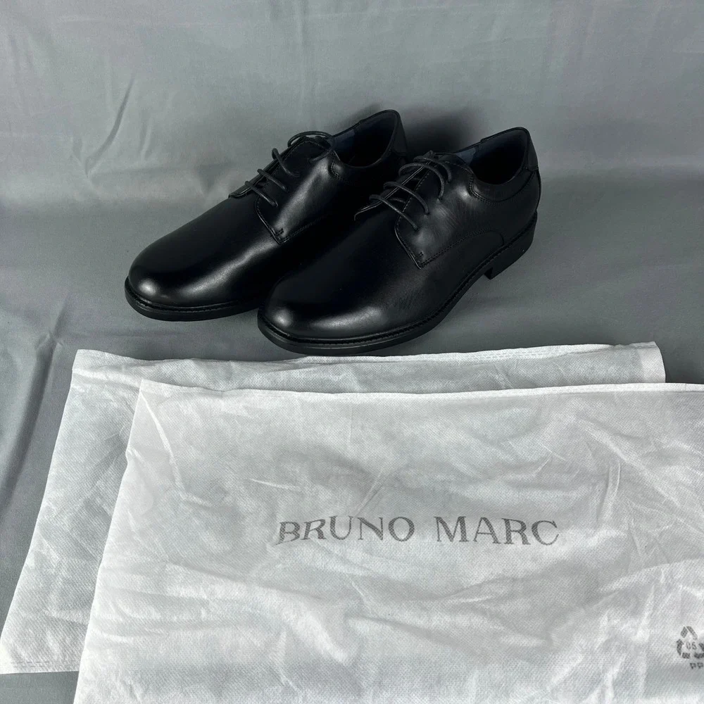 Bruno Marc Downing 02 Oxford Dress Shoes Mens 9 Black Faux Leather Round Toe